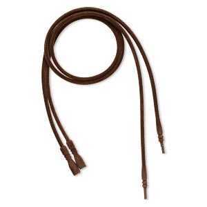 Necklace cord, silicone / velveteen / stainless steel, brown, 3mm wide, 18 inches with snap closure. Sold per pkg of 2.
