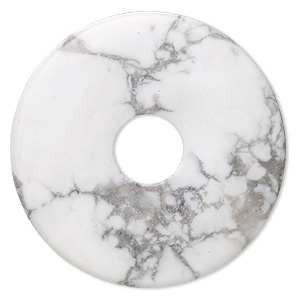 Focal, white howlite (natural), 50mm round donut, B grade, Mohs hardness 3 to 3-1/2. Sold individually.