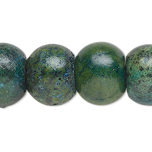Bead, yellow &quot;turquoise&quot; (serpentine and quartz) (dyed), blue and green, 18x13mm-19x14mm rondelle, C grade, Mohs hardness 2-1/2 to 6. Sold per 15&quot; to 16&quot; strand.