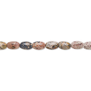 Bead, leopardskin jasper (natural), 6x4mm oval, B grade, Mohs hardness 6-1/2 to 7. Sold per 15-1/2&quot; to 16&quot; strand.