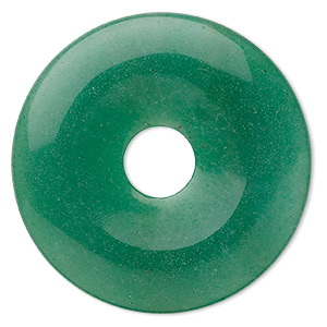 Focal, green aventurine (natural), 50mm round donut, B grade, Mohs hardness 7. Sold individually.