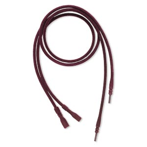 Necklace cord, silicone / velveteen / stainless steel, maroon, 3mm wide, 18 inches with snap closure. Sold per pkg of 2.