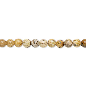 Bead, picture jasper (natural), 4mm round, B grade, Mohs hardness 6-1/2 to 7. Sold per 15-1/2&quot; to 16&quot; strand.