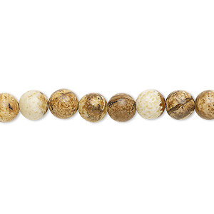 Bead, picture jasper (natural), 6mm round, B grade, Mohs hardness 6-1/2 to 7. Sold per 15-1/2&quot; to 16&quot; strand.