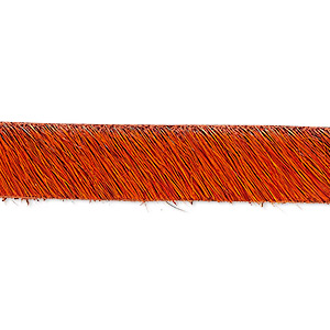Cord, hair-on leather, orange, 10mm single-sided flat. Sold per pkg of 1 yard.