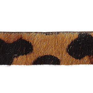 Cord, hair-on leather, brown and dark brown, 16mm single-sided flat with leopard pattern. Sold per pkg of 1 yard.