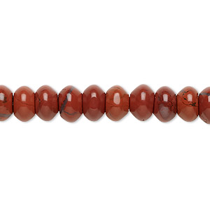 Bead, red jasper (natural), 8x5mm rondelle, B grade, Mohs hardness 6-1/2 to 7. Sold per 15-1/2&quot; to 16&quot; strand.