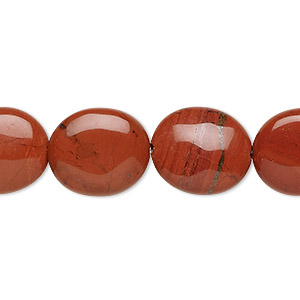 Bead, red jasper (natural), 16x14mm flat oval, B grade, Mohs hardness 6-1/2 to 7. Sold per 15-1/2&quot; to 16&quot; strand.