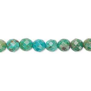 Bead, turquoise (dyed / stabilized), 6mm faceted round, C grade, Mohs hardness 5 to 6. Sold per 15-1/2&quot; to 16&quot; strand.