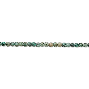 Bead, African &quot;turquoise&quot; (jasper) (dyed), 2mm round, C grade, Mohs hardness 6-1/2 to 7. Sold per 15-1/2&quot; to 16&quot; strand.