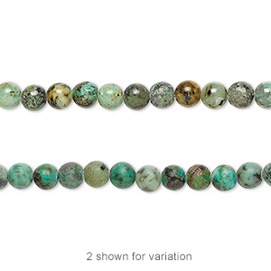 Bead, African &quot;turquoise&quot; (jasper) (dyed), 4mm round, C grade, Mohs hardness 6-1/2 to 7. Sold per 15-1/2&quot; to 16&quot; strand.