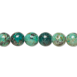 Bead, African &quot;turquoise&quot; (jasper) (dyed), 8mm round, C grade, Mohs hardness 6-1/2 to 7. Sold per 15-1/2&quot; to 16&quot; strand.