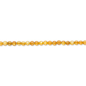 Bead, mother-of-pearl shell (dyed), light amber, 2mm round. Sold per 15&quot; to 16&quot; strand.
