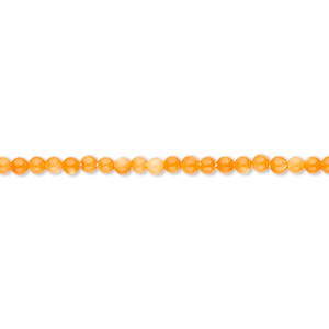 Bead, mother-of-pearl shell (dyed), orange, 2mm round. Sold per 15&quot; to 16&quot; strand.