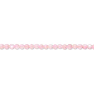 Bead, mother-of-pearl shell (dyed), pink, 2mm round. Sold per 15&quot; to 16&quot; strand.