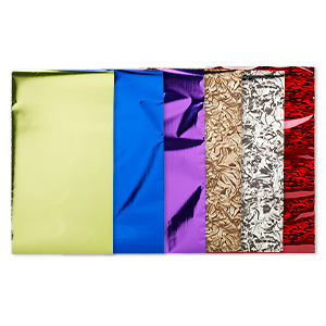 Craft foil, Lisa Pavelka, aluminum and mylar, Fantasy Collection, 8x4-3/4 inch rectangle. Sold per pkg of 6.