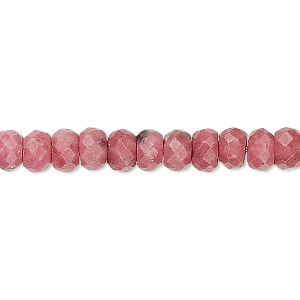 Bead, rhodonite (natural), 6x4mm faceted rondelle, B grade, Mohs hardness 5-1/2 to 6-1/2. Sold per 15-1/2&quot; to 16&quot; strand.