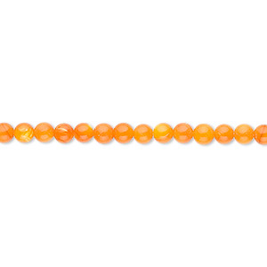 Bead, mother-of-pearl shell (dyed), orange, 3mm round. Sold per 15&quot; to 16&quot; strand.