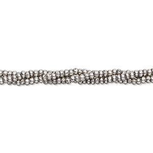 Bead, Hill Tribes, antiqued fine silver, 2x1mm irregular round. Sold per 15-1/2&quot; to 16&quot; strand, approximately 290 beads.