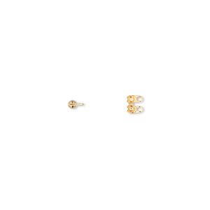 Bead tip, gold-plated brass, 3.5x2mm side clamp-on with closed loop. Sold per pkg of 100.
