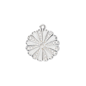 Drop, sterling silver, 19x16.5x1mm diamond-cut fancy flower. Sold ...