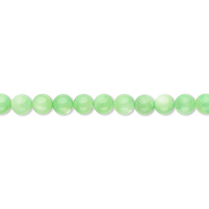 Bead, mother-of-pearl shell (dyed), mint green, 4mm round. Sold per 15&quot; to 16&quot; strand.