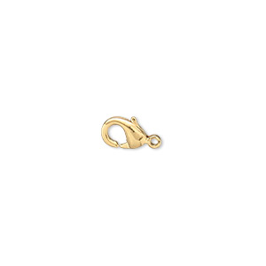 Clasp, lobster claw, gold-plated brass, 7x5mm. Sold per pkg of 10.