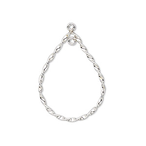 Focal, sterling silver, 32x21mm open teardrop with twisted design and closed loop. Sold per pkg of 2.