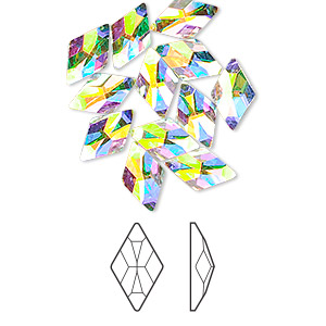 Flat back, Crystal Passions&reg; rhinestone, crystal AB, foil back, 10x6mm faceted rhombus (2709). Sold per pkg of 12.