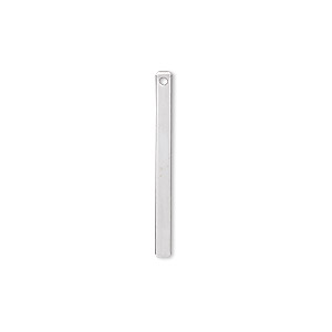Drop, sterling silver, 25x2mm smooth bar. Sold per pkg of 6.