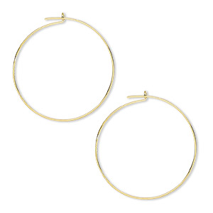 Hoop, gold-plated brass, 25mm round, 24 gauge. Sold per pkg of 50 pairs.
