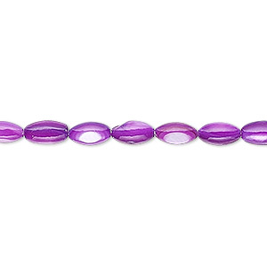 Bead, mother-of-pearl shell (dyed), purple, 7x4mm oval. Sold per 15&quot; to 16&quot; strand.