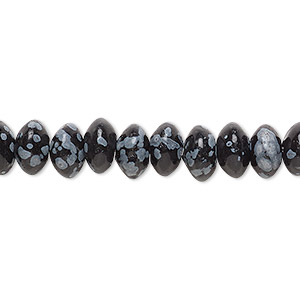 Bead, snowflake obsidian (natural), 8x4mm rondelle, B grade, Mohs hardness 5 to 5-1/2. Sold per 15-1/2&quot; to 16&quot; strand.
