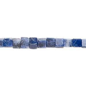 Bead, sodalite (natural), 4x4mm cube, B grade, Mohs hardness 5 to 6. Sold per 15-1/2&quot; to 16&quot; strand.