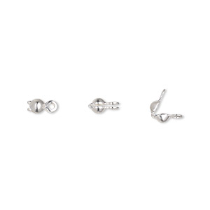 Bead tip, silver-plated brass, 5.5x2.5mm bottom clamp-on with double loop. Sold per pkg of 100.