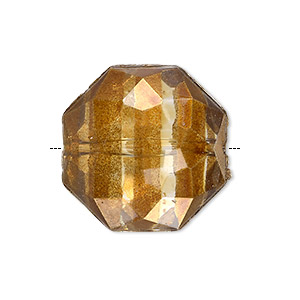 Bead, painted acrylic, semitransparent clear and brown, 24x11mm faceted octagon. Sold per pkg of 20.