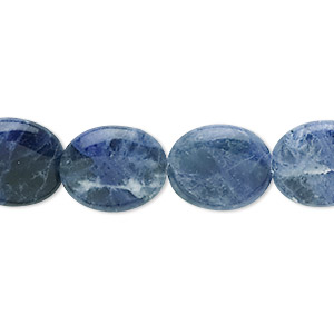 Bead, sodalite (natural), 14x12mm flat oval, B grade, Mohs hardness 5 to 6. Sold per 15-1/2&quot; to 16&quot; strand.