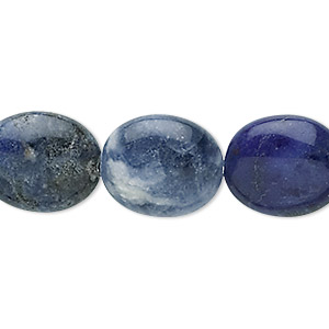Bead, sodalite (natural), 16x14mm puffed oval, B grade, Mohs hardness 5 to 6. Sold per 15-1/2&quot; to 16&quot; strand.