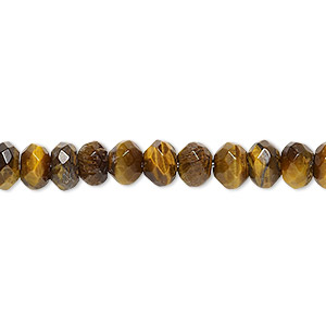 Bead, tigereye (natural), 6x4mm faceted rondelle, B grade, Mohs hardness 7. Sold per 15-1/2&quot; to 16&quot; strand.