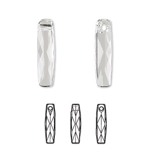 Drop, Crystal Passions&reg;, crystal clear, 20x5mm faceted column pendant (6460). Sold per pkg of 2.