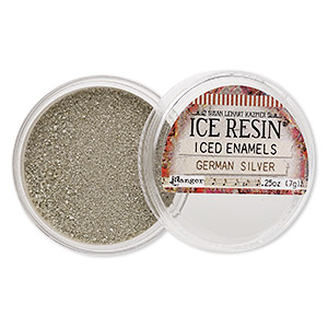 Enamel powder, ICE Resin&reg;, Iced Enamels, German Silver. Sold per 0.25-ounce jar.