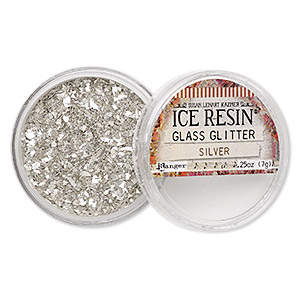 Glitter, ICE Resin&reg;, glass, silver. Sold per 0.53-ounce jar.