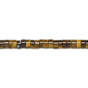 Bead, tigereye (natural), 4x2mm heishi, B grade, Mohs hardness 7. Sold per 15-1/2&quot; to 16&quot; strand.