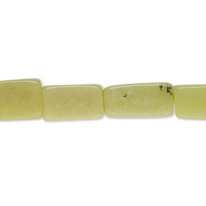 Bead, olive new &quot;jade&quot; (serpentine) (natural), 14x5mm-15x7mm square tube, D grade, Mohs hardness 2-1/2 to 6. Sold per 15&quot; to 16&quot; strand.
