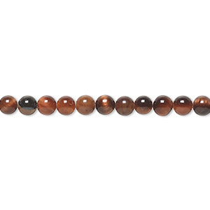Bead, red tigereye (heated), 4mm round, B grade, Mohs hardness 7. Sold per 15-1/2&quot; to 16&quot; strand.