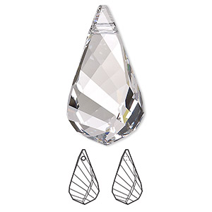 Focal, Crystal Passions&reg;, crystal clear, 30x16mm faceted helix pendant (6020). Sold individually.