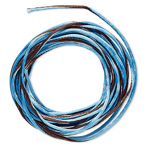 Cord, Satinique&#153;, nylon, brown and blue, 2mm regular with vertical stripe. Sold per 10-foot section.