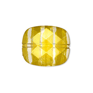 Bead, painted acrylic, semitransparent clear and gold, 23x20mm faceted rounded rectangle. Sold per pkg of 40.