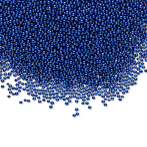 Bead, coated glass, opaque blue, 1mm undrilled micro round. Sold per 15-gram vial.