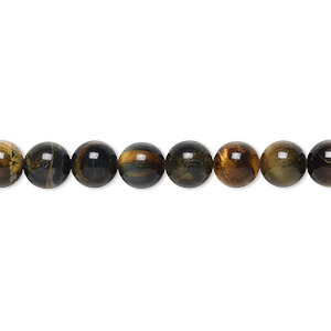 Bead, blue tigereye (natural), 6mm round, B grade, Mohs hardness 7. Sold per 15-1/2&quot; to 16&quot; strand.